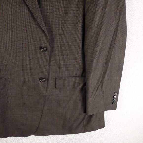 Jp Tilford Samuelsohn Blazer Mens 46L Brown Check Two Button Double Vented Wool - Picture 3 of 14